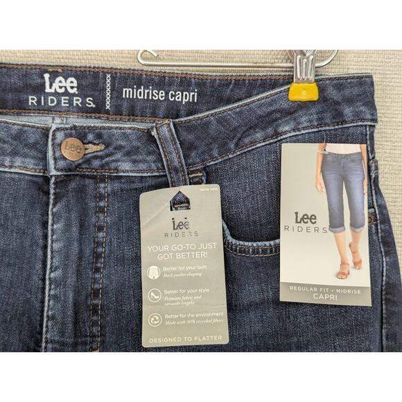 Lee Riders Blue Jeans Midrise Capri Size 16M Regular Fit NWT -0625D163 - Picture 2 of 8